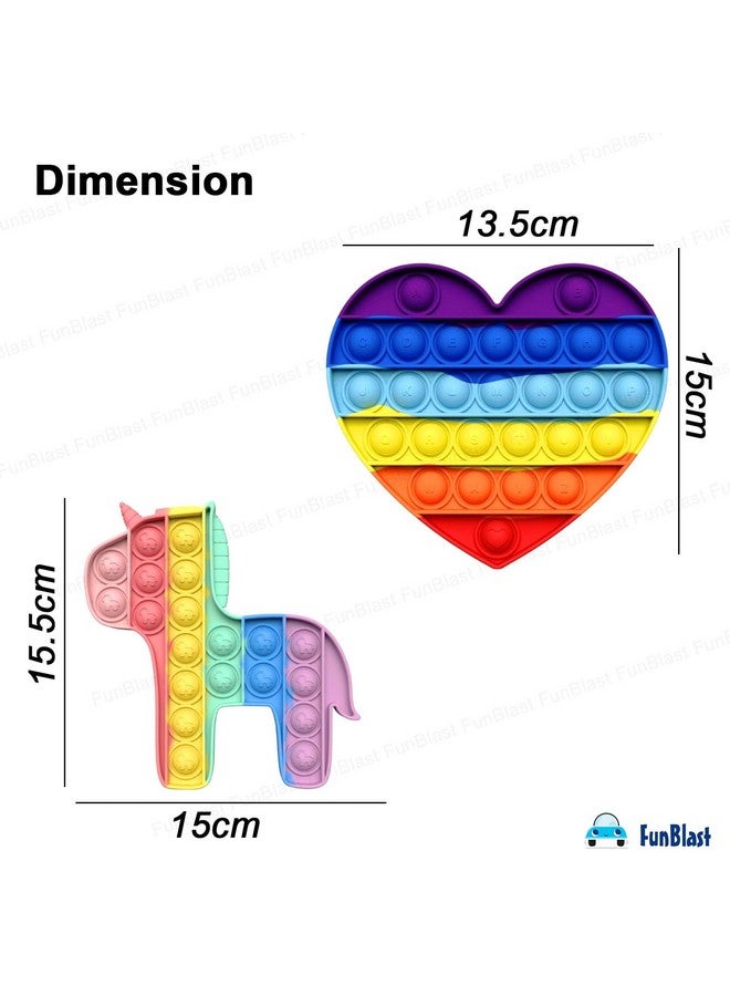 فنبلاست لعبة Pop It من FunBlast، لعبة Pop It للأطفال، لعبة Pop It، ألعاب Pop It للأطفال، لعبة Pop It Fidget، لعبة Pop It Big، لعبة Pop It للبنات، لعبة Pop It للأولاد، لعبة Pop It على شكل وحيد القرن، ألعاب تخفيف التوتر (عبوة من قطعتين) - Image 3