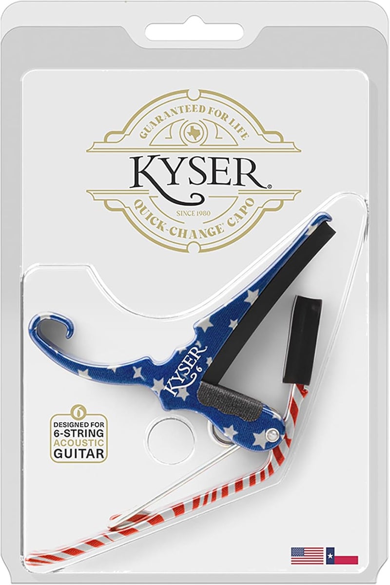 Kyser Musical Products Quick-Change Guitar Capo, KG6STARA, Stars & Stripes - For 6-String Acoustic Guitars, Made in USA, Quality, Strong, Lightweight, Quick & Easy, Innovative, Perfect Fit - Image 5