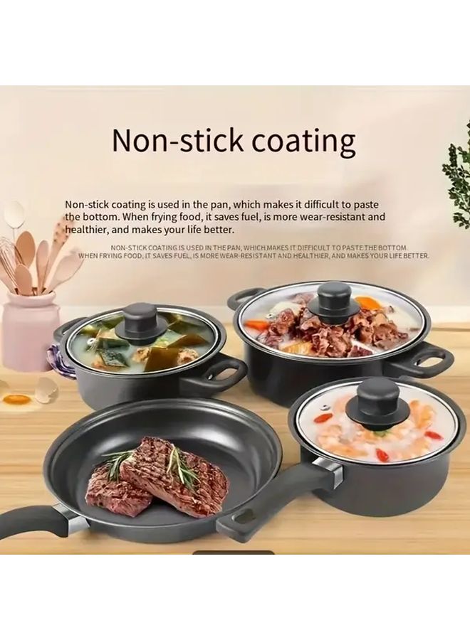 13 Piece Non Stick Cookware Set Frying Pan Milk Pot Soup Pot - Image 4