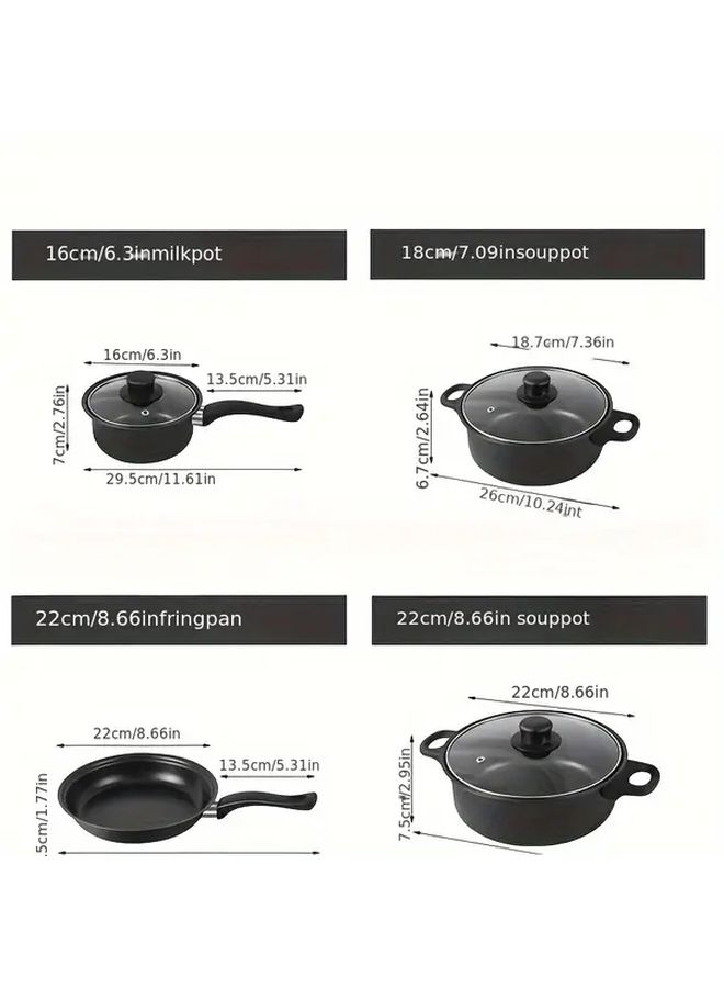 13 Piece Non Stick Cookware Set Frying Pan Milk Pot Soup Pot - Image 5