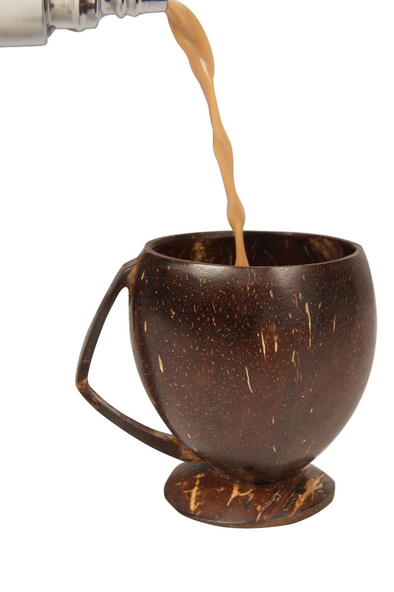 NAMAKA Handcrafted Eco-Friendly Coconut Shell Coffee/Tea/Juice Cup & Multipurpose Bowl Set – 2 Cups & 2 Bowls, 200ml Each, Glossy Polished, Chemical-Free - Image 5