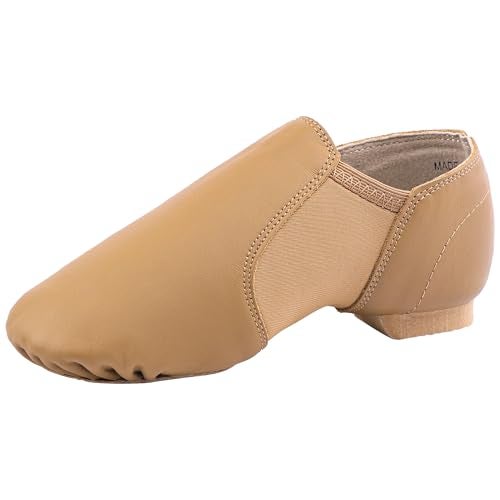 Linodes Leather Jazz Shoe Slip On for Girls and Boys (Toddler/Little Kid/Big Kid) Brown 13.5M Little Kid - Image 1