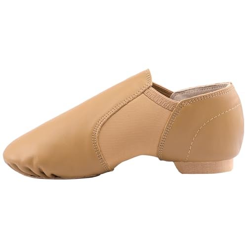 Linodes Leather Jazz Shoe Slip On for Girls and Boys (Toddler/Little Kid/Big Kid) Brown 13.5M Little Kid - Image 2