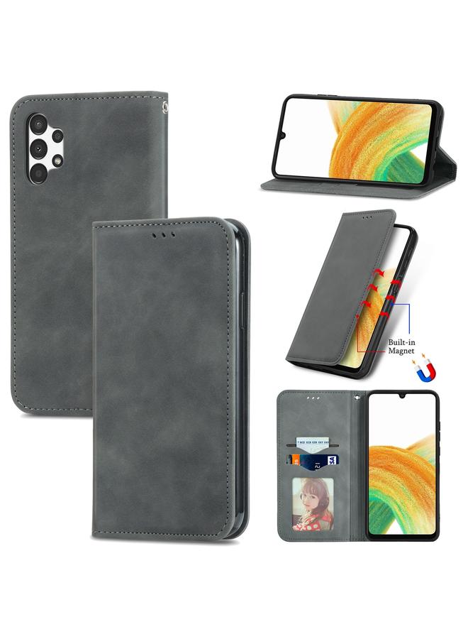 S-TOP Case For Samsung Galaxy A13 4G Retro Skin Feel Magnetic Horizontal Flip Leather Phone Case - Image 1