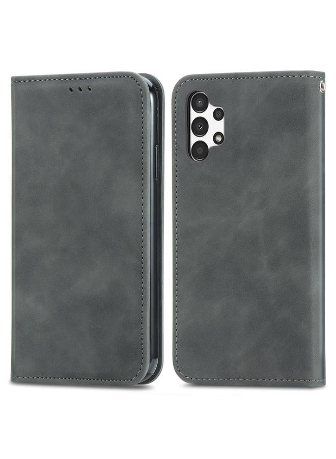 S-TOP Case For Samsung Galaxy A13 4G Retro Skin Feel Magnetic Horizontal Flip Leather Phone Case - Image 2
