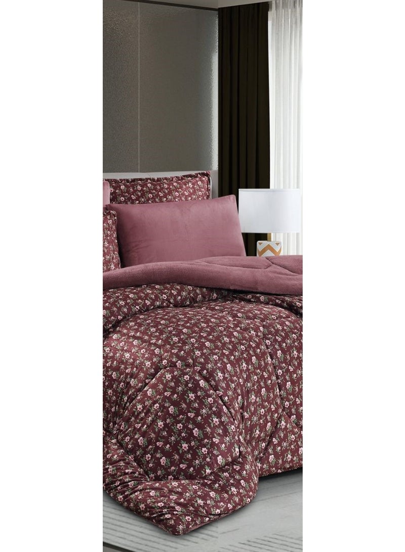 Horse Double bedspread made of soft velvet and fur with a floral design to provide you with warmth and comfort - Image 3