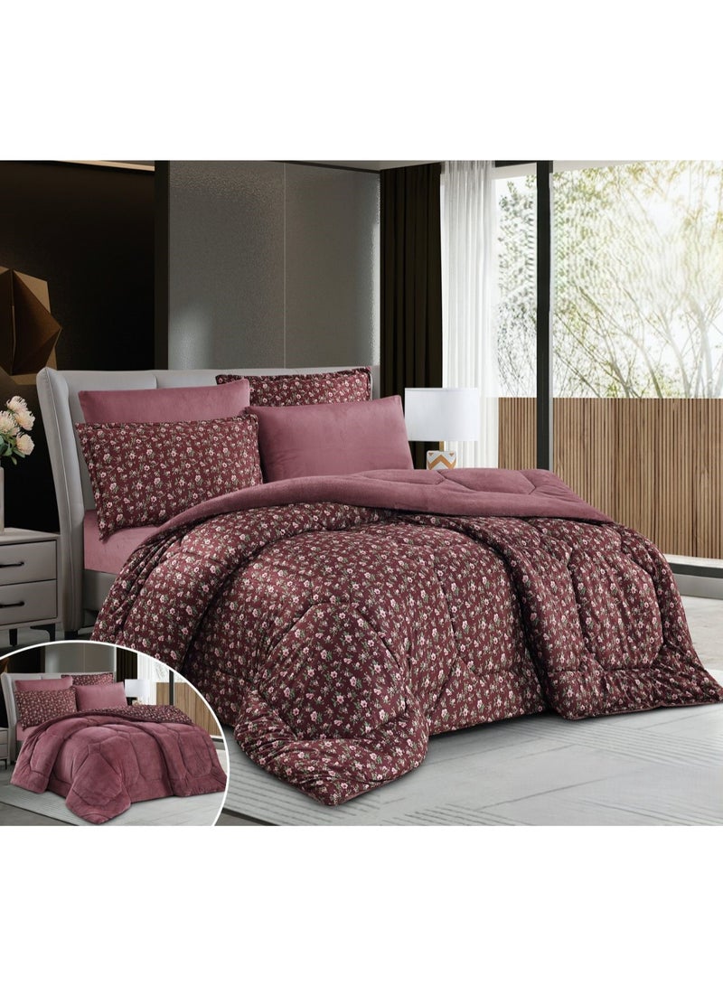 Horse Double bedspread made of soft velvet and fur with a floral design to provide you with warmth and comfort - Image 1