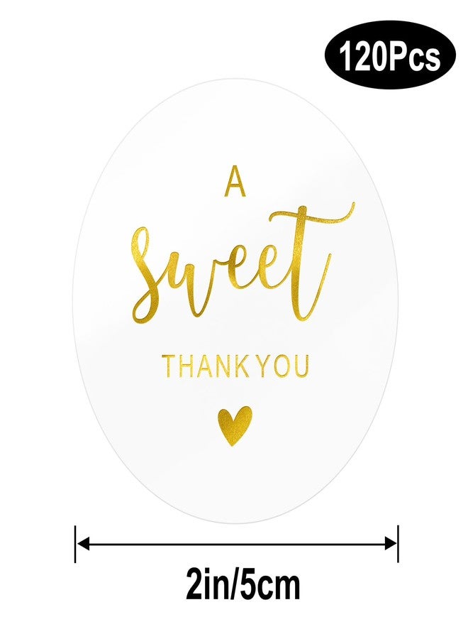 joycraft 2 Inch Sweet Thank You Stickers, 120Pcs Clear Gold Foil Envelope Seals, Party Favor Labels, Round Gift Stickers for Wedding, Birthday, Baby Shower - Image 2