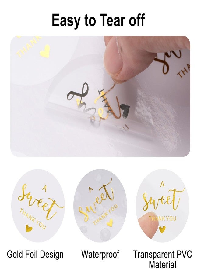joycraft 2 Inch Sweet Thank You Stickers, 120Pcs Clear Gold Foil Envelope Seals, Party Favor Labels, Round Gift Stickers for Wedding, Birthday, Baby Shower - Image 3