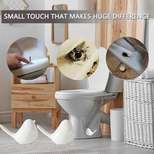 TSCVPJL Ceramic Bird Toilet Bolt Covers Decorative Toilet Bolt CapsSet of 2 Toilet Caps for Bottom of Toilet Toilet Screw Cover Caps for Bolts Bathroom Decor Acessories Easy Installation White - Image 3