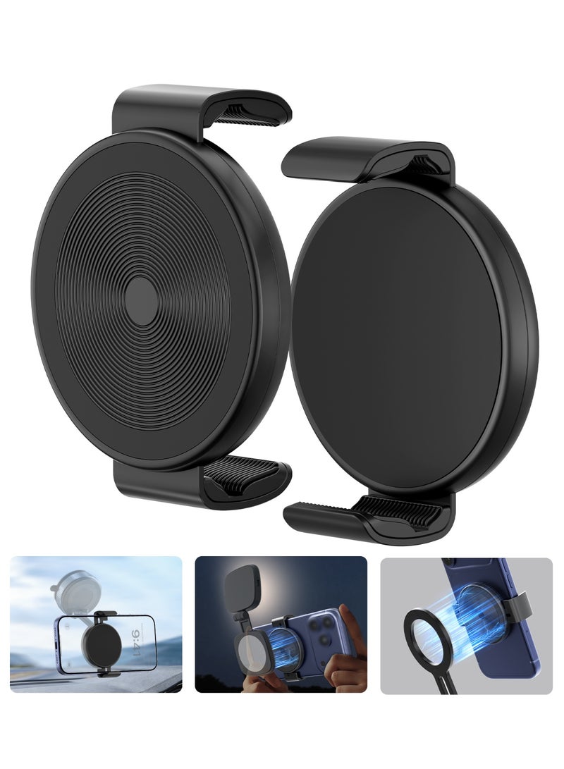 TONEOF Cell Phone Clamp for Magnetic Phone Tripod/Magnetic Car Phone Holder/Magnetic Fill Light, Magnetic Phone Clamp Accessories, Non-magnetic to Magnetic Accessories - Image 1