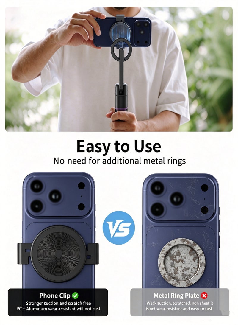 TONEOF Cell Phone Clamp for Magnetic Phone Tripod/Magnetic Car Phone Holder/Magnetic Fill Light, Magnetic Phone Clamp Accessories, Non-magnetic to Magnetic Accessories - Image 2
