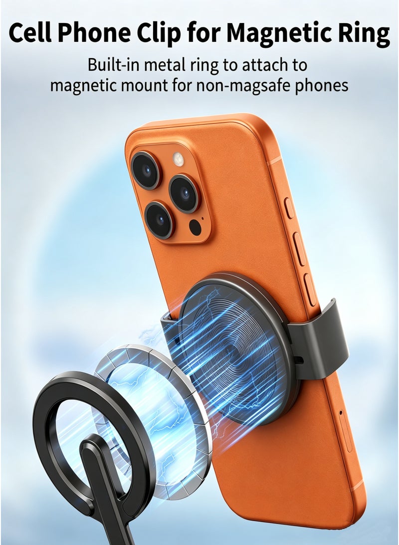 TONEOF Cell Phone Clamp for Magnetic Phone Tripod/Magnetic Car Phone Holder/Magnetic Fill Light, Magnetic Phone Clamp Accessories, Non-magnetic to Magnetic Accessories - Image 3