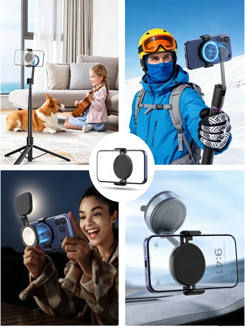 TONEOF Cell Phone Clamp for Magnetic Phone Tripod/Magnetic Car Phone Holder/Magnetic Fill Light, Magnetic Phone Clamp Accessories, Non-magnetic to Magnetic Accessories - Image 5