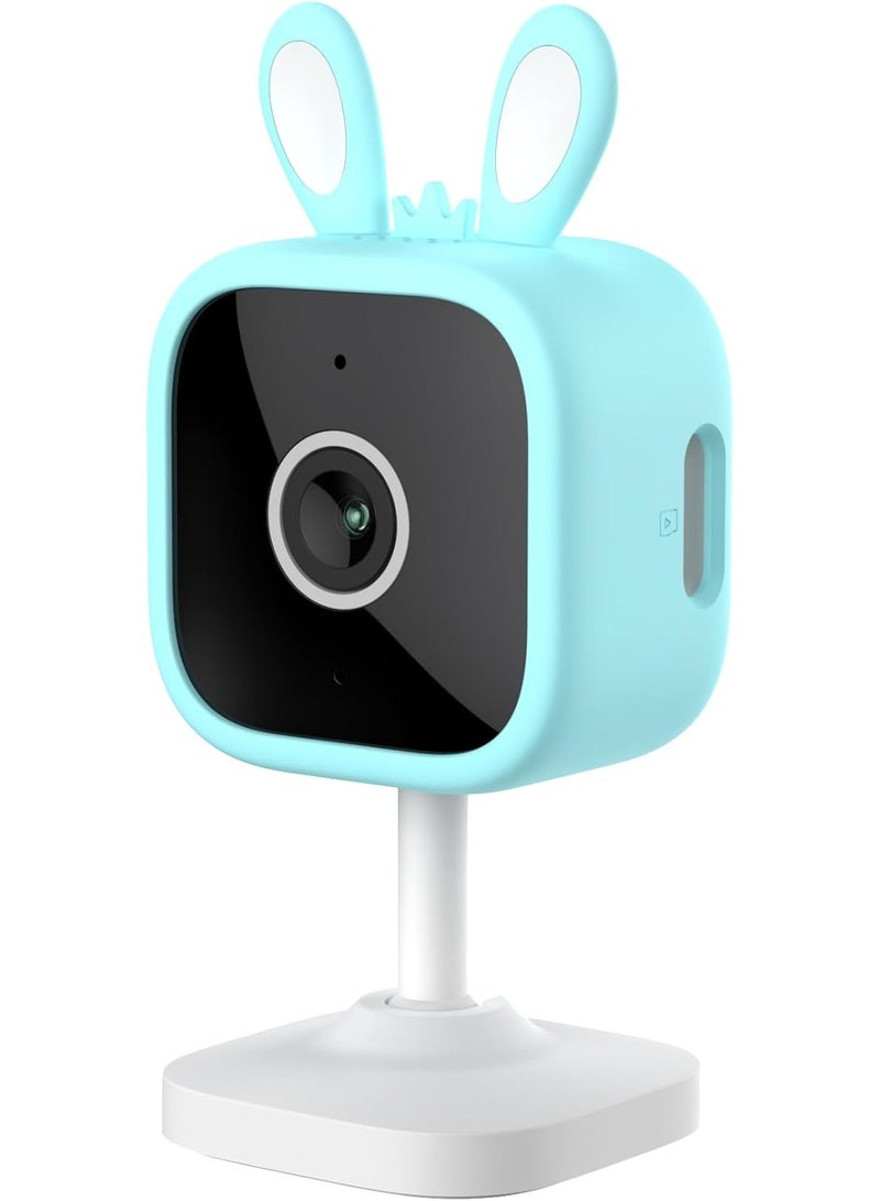 برو ميج كاميرا مراقبة أطفال | دقة 3 ميجابكسل كاملة الوضوح (2304x1296)، رؤية ليلية بالأشعة تحت الحمراء، كشف الحركة، كشف البكاء، تهويدات، اتصال واي فاي وبلوتوث، سعة تخزين 256 جيجابايت (أزرق سيليست) - Image 1