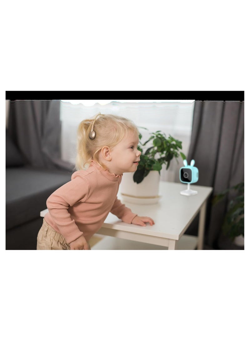 برو ميج كاميرا مراقبة أطفال | دقة 3 ميجابكسل كاملة الوضوح (2304x1296)، رؤية ليلية بالأشعة تحت الحمراء، كشف الحركة، كشف البكاء، تهويدات، اتصال واي فاي وبلوتوث، سعة تخزين 256 جيجابايت (أزرق سيليست) - Image 2