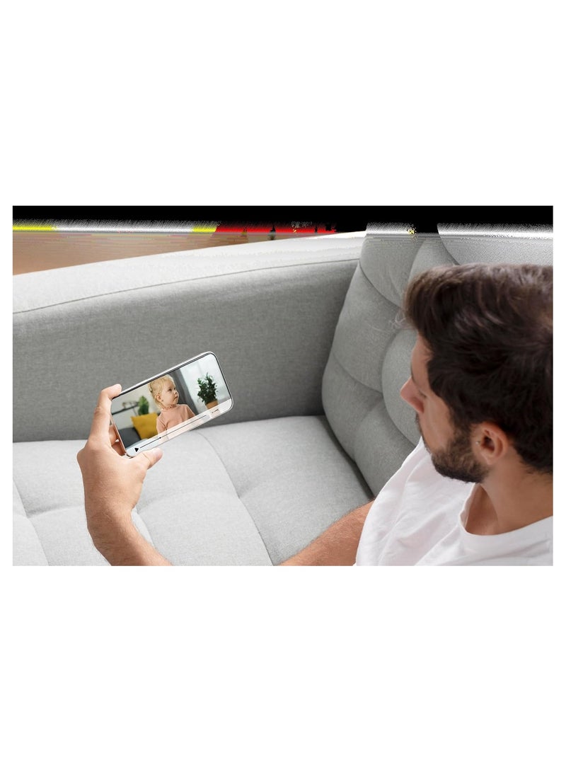 برو ميج كاميرا مراقبة أطفال | دقة 3 ميجابكسل كاملة الوضوح (2304x1296)، رؤية ليلية بالأشعة تحت الحمراء، كشف الحركة، كشف البكاء، تهويدات، اتصال واي فاي وبلوتوث، سعة تخزين 256 جيجابايت (أزرق سيليست) - Image 3