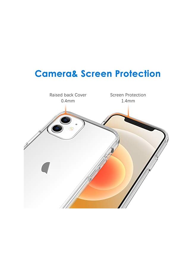 جي تيك حالة iPhone 12/12 PRO 6.1 بوصة ، وغطاء الهواتف غير الصفراء غير الصخور ، ومكافحة الخدش مرة أخرى (واضح) - Image 3