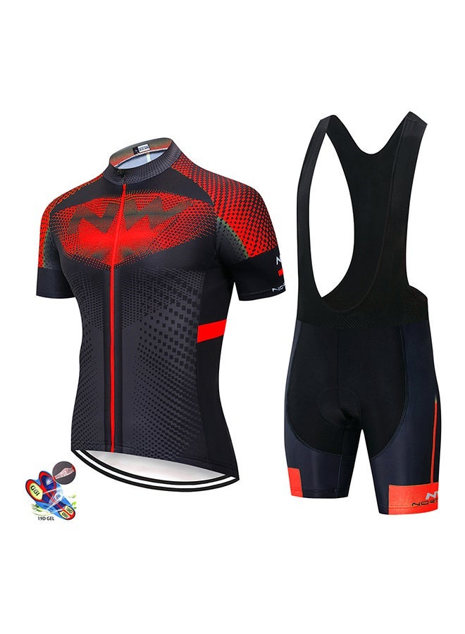 NIBEMINENT 2 Piece Short Sleeve Cycling Jersey Set Red/Black 