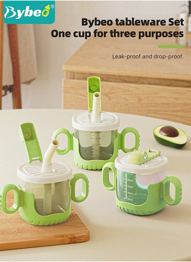 Bybeo 4-Pieces Baby Feeding Set - Sippy Cup With Straw And Lid, Feeding Bowl, Spoon And Fork  - Image 3