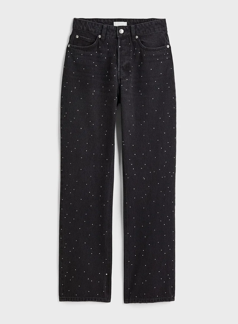 H&M Embellished High Waist Jeans