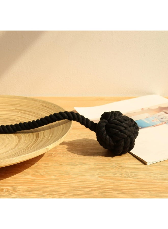 حمالات ستائر 2 حزمة، ربطات ستائر، حوامل ستائر للستائر الحائطية، حمالات ستائر، خيوط قطنية منسوجة يدوياً لربطات الستائر （أسود） - Image 4