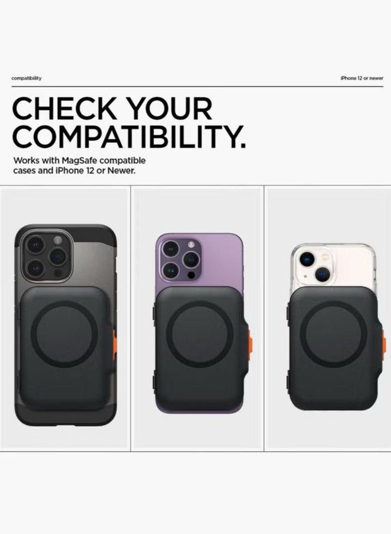 Spigen TinTap MagFit Plus Hard Shell Dual Magnet MagSafe Wallet Card Holder [5-6 Cards] for iPhone 16 Pro Max / 16 Pro / 16 Plus / 16 / iPhone 15/14/13/12 series - Black - Image 2