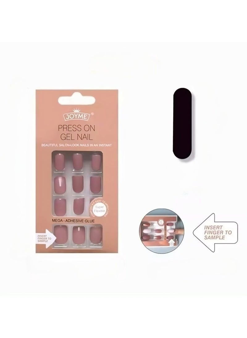 JOYME 24-Piece Pack Press On Full Cover Nails Glue Free Convenience Pink - Image 1