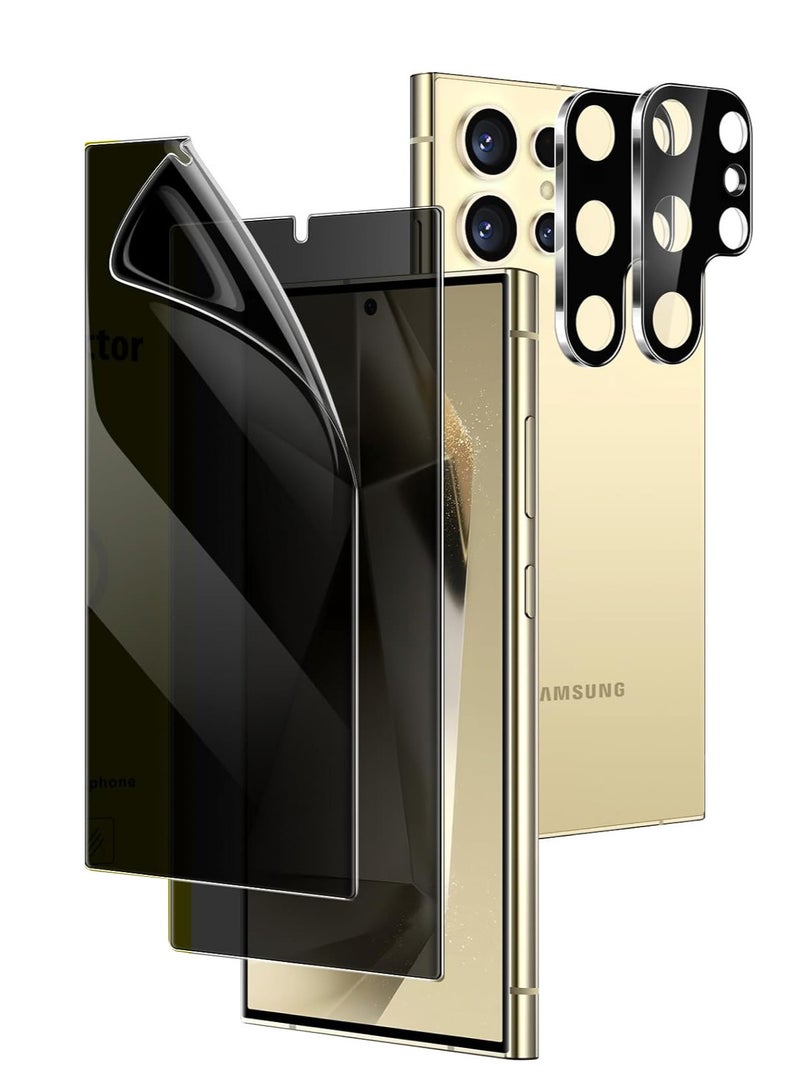 BORTONY Samsung Galaxy S24 Ultra 2-Pack Privacy Screen Protector with 2-Pack Camera Lens Protector Anti-Spy Flexible Privacy Protective Tempered Glass For Samsung Galaxy S24 Ultra - Image 1