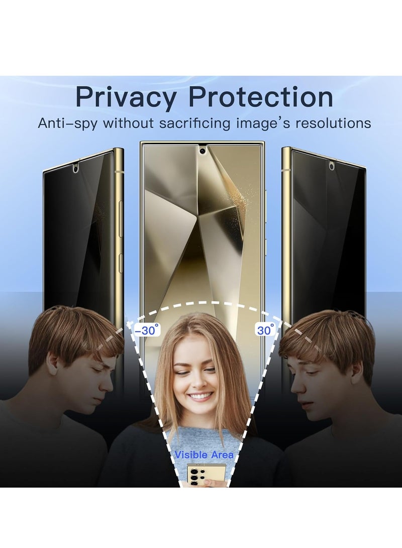 BORTONY Samsung Galaxy S24 Ultra 2-Pack Privacy Screen Protector with 2-Pack Camera Lens Protector Anti-Spy Flexible Privacy Protective Tempered Glass For Samsung Galaxy S24 Ultra - Image 3