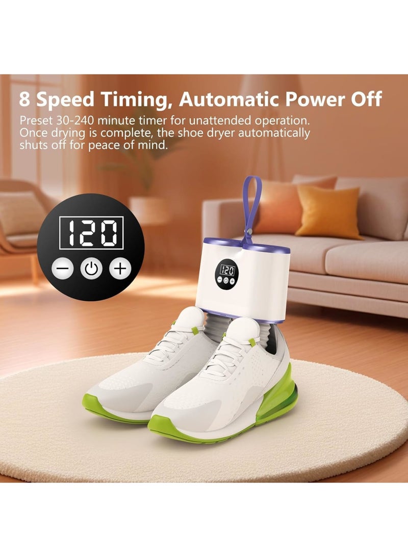SYOSI Shoe Dryer, Electric Retractable Shoe and Boot Dryer with Timer, Heat Blower for Gloves Hats Socks Ski Boots, Portable Antibacterial Footwear Dryer for Home Travel, Energy Class E, White - Image 4