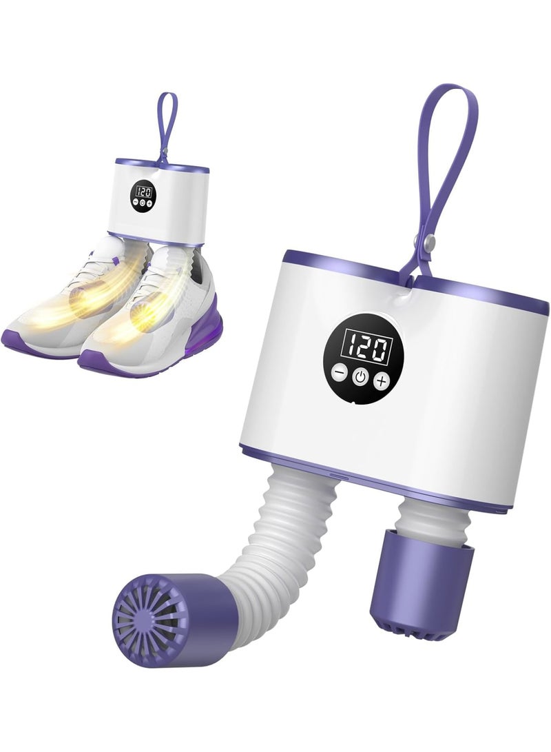 SYOSI Shoe Dryer, Electric Retractable Shoe and Boot Dryer with Timer, Heat Blower for Gloves Hats Socks Ski Boots, Portable Antibacterial Footwear Dryer for Home Travel, Energy Class E, White - Image 1