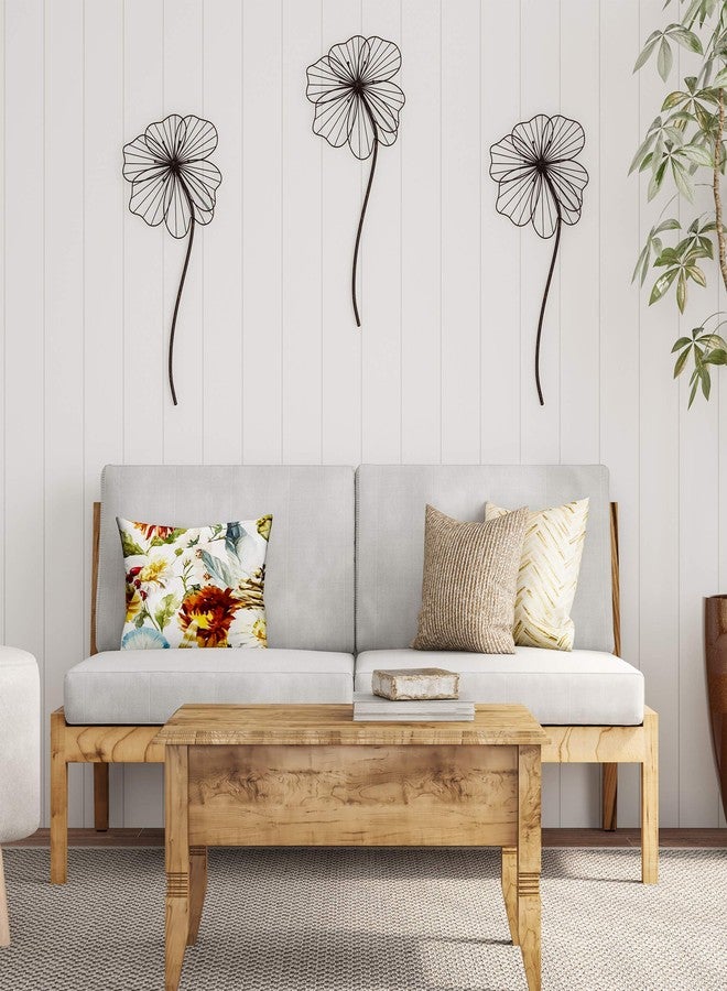 لافيش هوم ديكور حائط - منحوتة زهور من الأسلاك المعدنية متعددة الطبقات - قطعة ديكور معلقة عصرية لغرفة المعيشة أو غرفة النوم أو المدخل أو المطبخ من لافيش هوم (بني) - Image 5