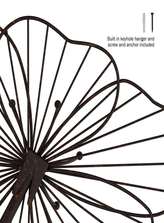 لافيش هوم ديكور حائط - منحوتة زهور من الأسلاك المعدنية متعددة الطبقات - قطعة ديكور معلقة عصرية لغرفة المعيشة أو غرفة النوم أو المدخل أو المطبخ من لافيش هوم (بني) - Image 3