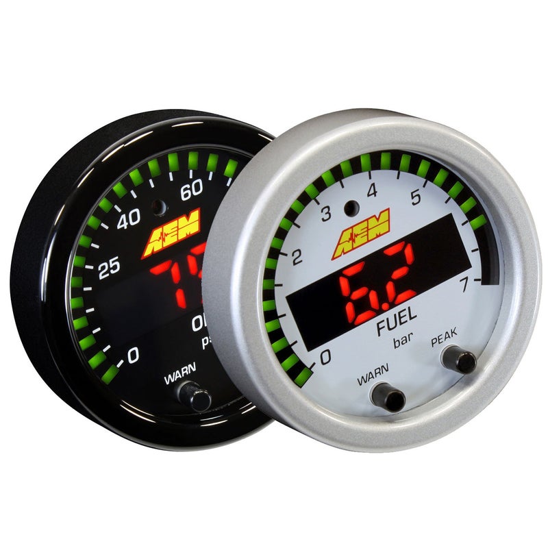 AEM 300301 52MM XSERIES OILFUEL PRESSURE GAUGE 100PSI 7BAR W WHITE FACE KIT