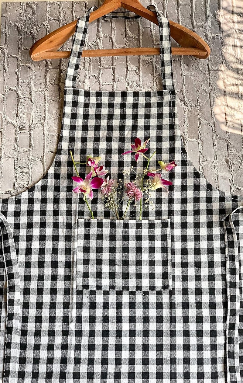 PIXEL HOME Cotton Apron Black Checked for Men and Women - Image 3