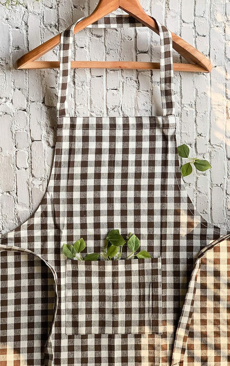 PIXEL HOME Cotton Apron Black Checked for Men and Women - Image 4