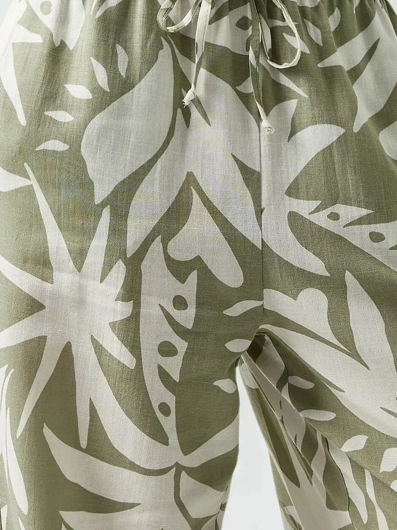 Hiccup Green Floral Print Straight Leg Pants for Women | Best Price UAE