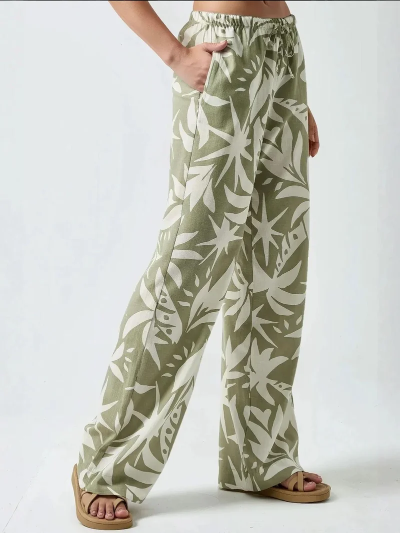 زوبعة بنطلون مستقيم بطبعة زهور