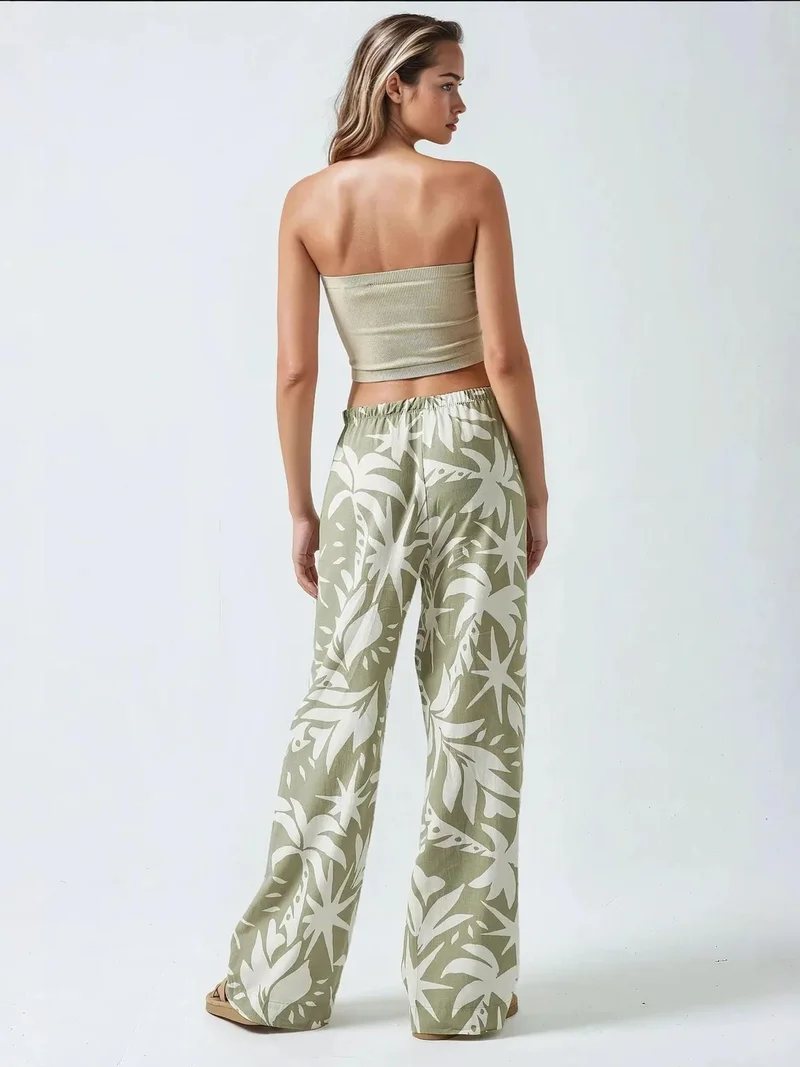 Hiccup Green Floral Print Straight Leg Pants for Women | Best Price UAE