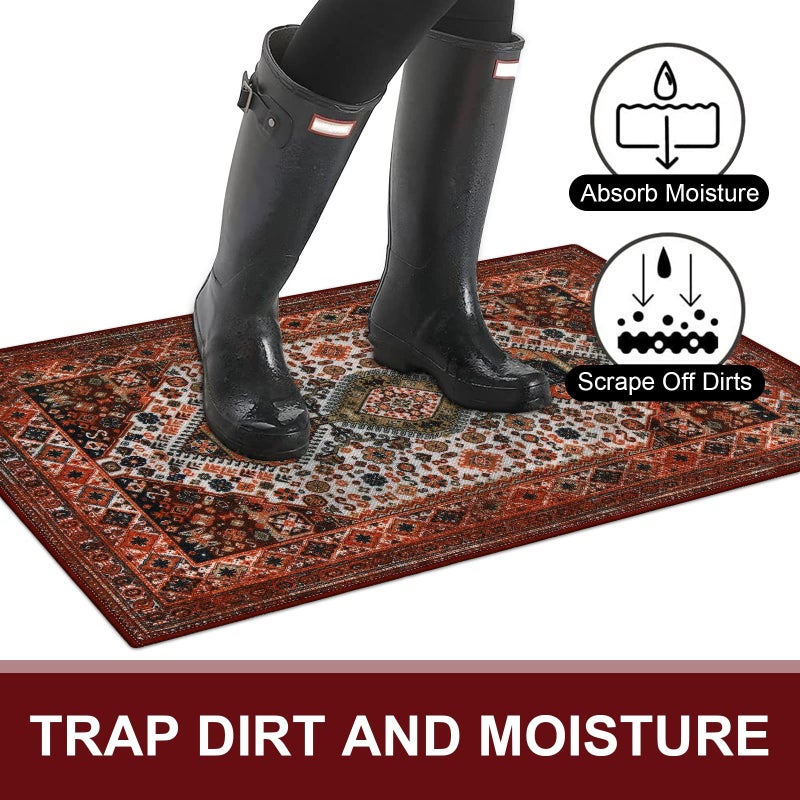 Collive Washable Indoor Doormat  Non Slip Retro Welcome Mats 20"" x 32"" Area Rug Quick Absorbent Entrance Rug Distressed Front Door Mat  Entryway Rug Doormats Floor Mat for Kitchen Home Patio - Image 3