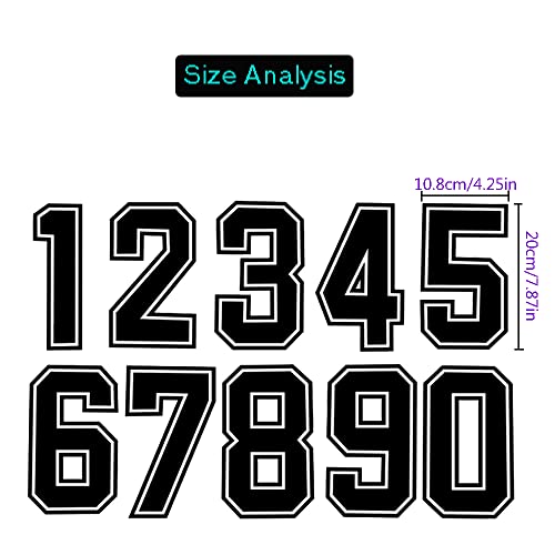 Mimeile Number Iron on Decals Heat Transfer Vinyl Stickers 8 Inch Number 0-9 Black Set Iron on Patches DIY Design for T-Shirt Jersey Team Uniform Sports Pocket Craft Clothing Decor - Image 3