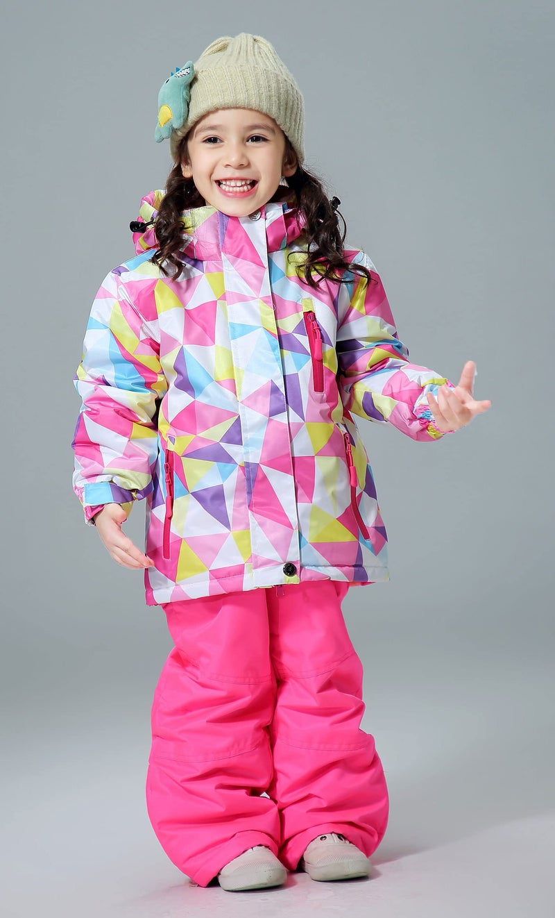 SEARIPE Kids Ski Jacket and Pant Set Girls Winter Warm Snowsuits Toddler Waterproof Outdoor Ski Suit(Fenbai+Pink-14) - Image 3