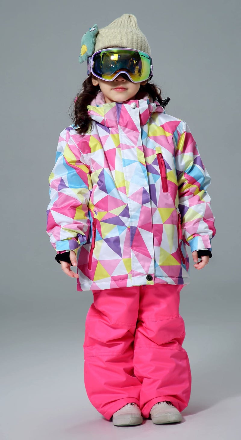SEARIPE Kids Ski Jacket and Pant Set Girls Winter Warm Snowsuits Toddler Waterproof Outdoor Ski Suit(Fenbai+Pink-14) - Image 4