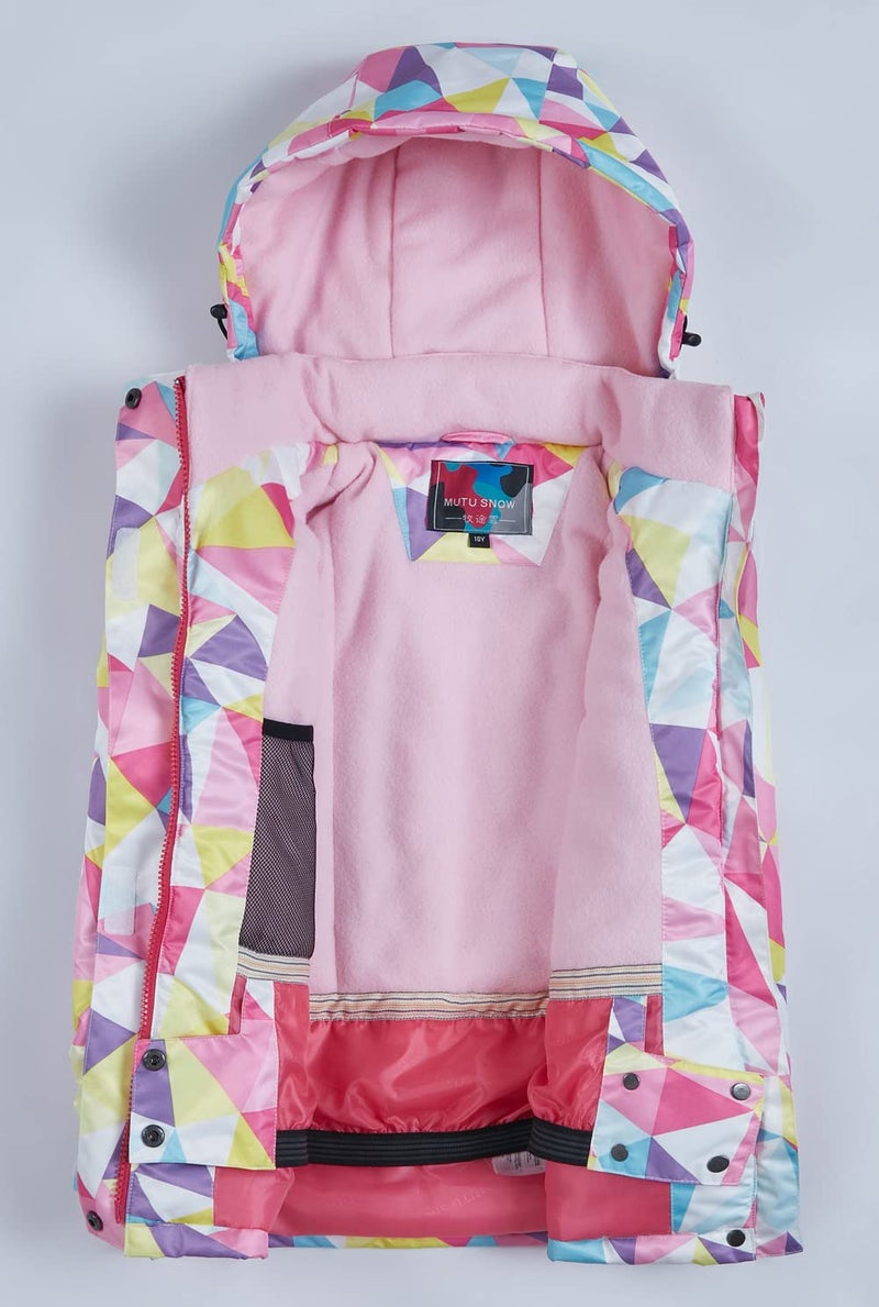 SEARIPE Kids Ski Jacket and Pant Set Girls Winter Warm Snowsuits Toddler Waterproof Outdoor Ski Suit(Fenbai+Pink-14) - Image 5
