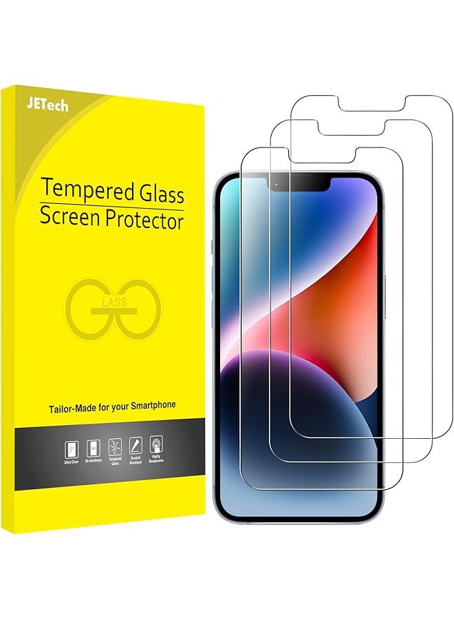 جي تيك واقي شاشة لهاتف آيفون 14 مقاس 6.1 بوصة، طبقة زجاجية مقواة، عبوة من 3 قطع - Image 1