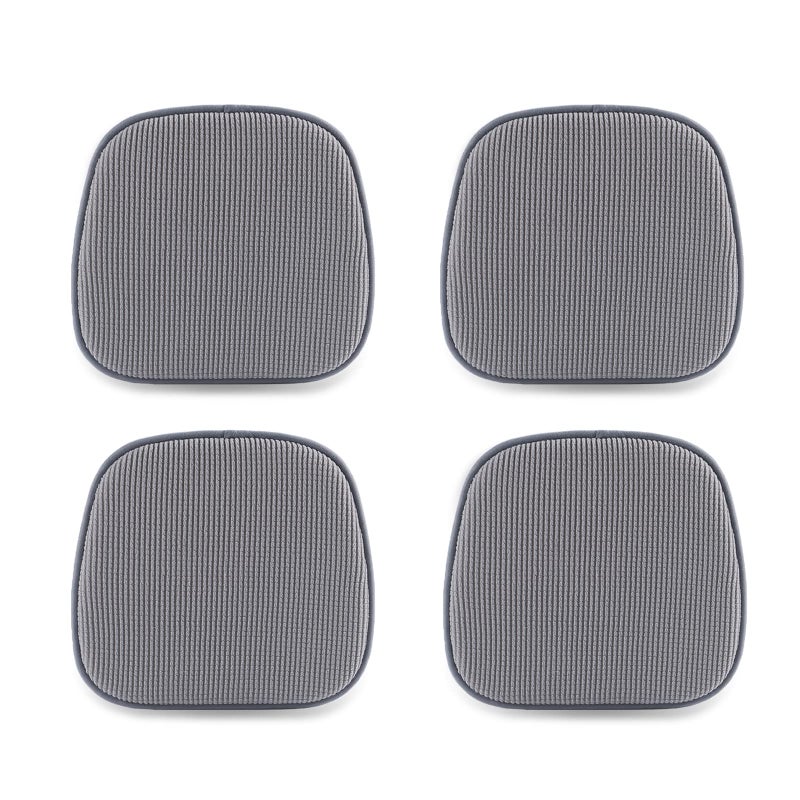 TANYOO Set of 4 Chair Cushion Memory Foam Pads Non Slip Honeycomb Pattern Square 15 x 16 Seat Cover Ultimate Comfort and Softness Cushions 4PackGrey