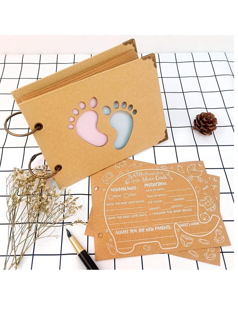 40Pcs Advice Cards Baby Shower, Baby Prediction Cards for Shower Baby Reveal Games, Baby Shower Games Elephant New Parent Message Advice Book - Image 1