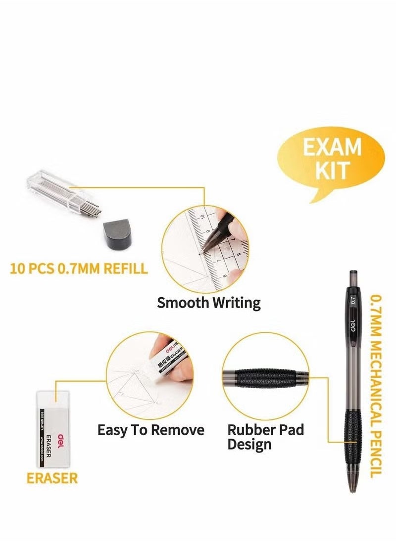 Generic - Math Geometry Tool Plastic Clear Ruler Sets Protractor Triangular Ruler Drawing Compass for School Student Classroom, High Quality Material for Long Time and Durable Use - Image 1