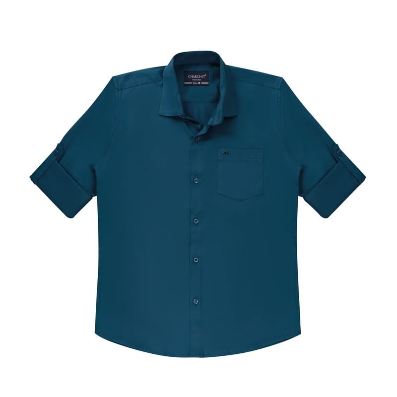 CHARCHIT Boys Full Sleeves Embroidered Solid Shirt - Image 4